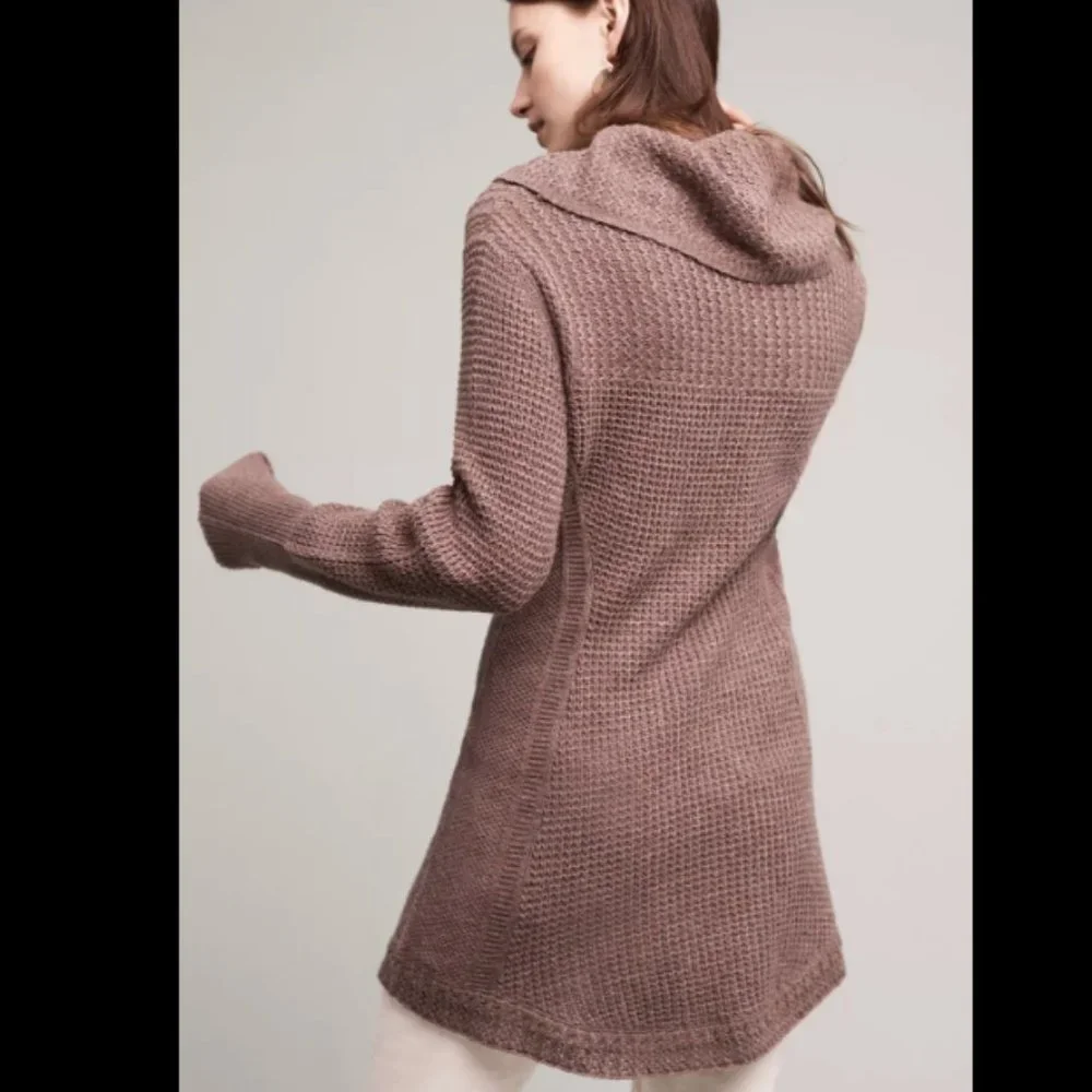 Anthropologie MOTH Cowl Neck Sweater, Light Grey, Cotton/Cashmere Blend,‎ Small
